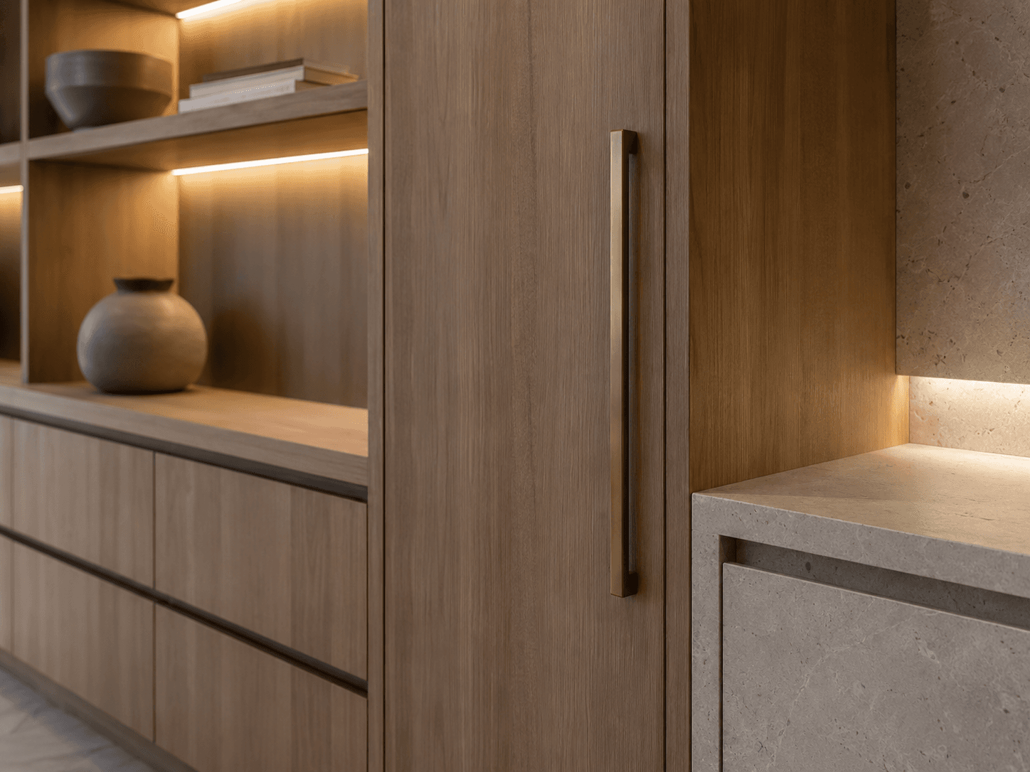 Close-up cabinetry detail reviewed before manufacture visual reference